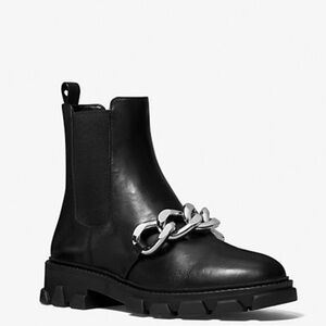 MICHAEL KORS SCARLETT EMBELLISHED LEATHER BIKER STYLE BOOTS BLACK NEW NO BOX 8M